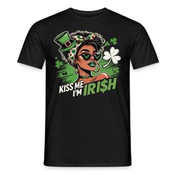 Saint-Patrick Embrasse-moi Je suis Design irlandais - T-shirt homme - noir - Devant - AI Model Male 178 light (178cm)