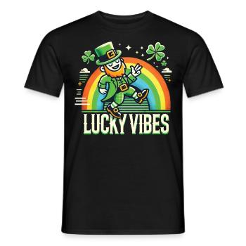 St. Patrick's Day Happy Vibes Rainbow - Men's T-Shirt - black - Front - AI Model Male 178 light (178cm)