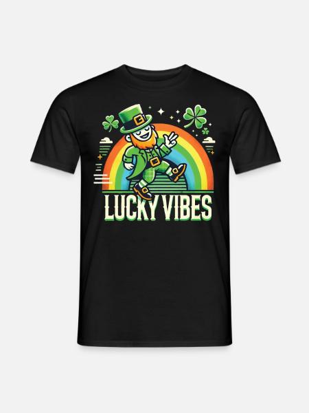 Saint-Patrick Happy Vibes Arc-en-ciel - T-shirt homme - noir