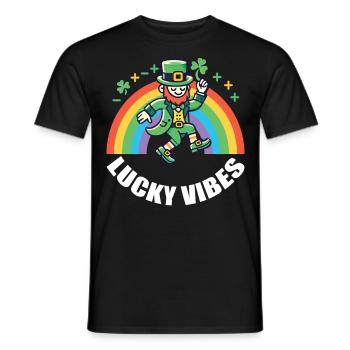 St. Patrick's Day Happy Vibes Rainbow - Men's T-Shirt - black - Front - AI Model Male 178 light (178cm)