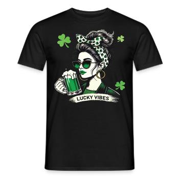 St. Patrick's Day Lucky Vibes Fashion Statement - Men's T-Shirt - black - Front - AI Model Male 178 light (178cm)