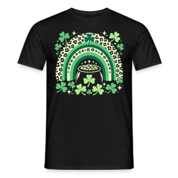 St. Patrick's Day Rainbow Shamrock Luck - Men's T-Shirt - black - Front - AI Model Male 178 light (178cm)