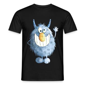 Monstre grimaçant bleu - T-shirt homme - noir - Devant - AI Model Male 178 light (178cm)