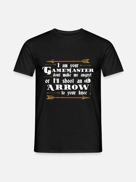 Gamemaster Arrow To The Knee | Lustig Geschenk - Männer T-Shirt - Schwarz