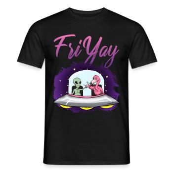 Alien Flamingo Friyay Vendredi - T-shirt homme - noir - Devant - AI Model Male 178 light (178cm)