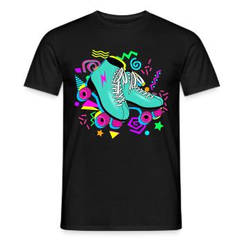 Roller skates retro neon - Men's T-Shirt - black - Front - AI Model Male 178 light (178cm)