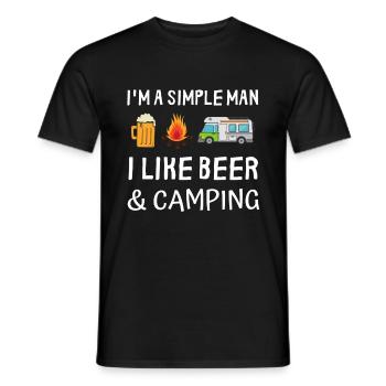 Simple man beer campfire camping camper - Men's T-Shirt - black - Front - AI Model Male 178 light (178cm)