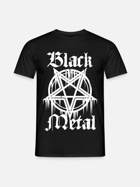 Black Metal mit Pentagramm - Männer T-Shirt - Schwarz