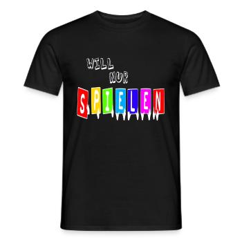 will nur spielen weiss - Männer T-Shirt - Schwarz - Vorne - AI Model Male 178 light (178cm)