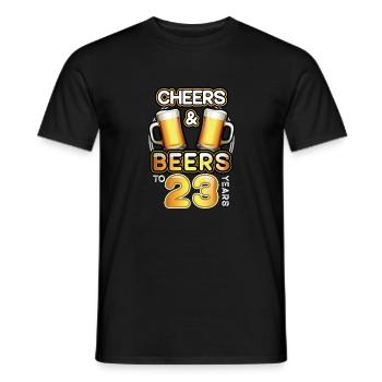 T-shirt Cheers And Beers for 23 ans d'anniversaire - T-shirt homme - noir - Devant - AI Model Male 178 light (178cm)