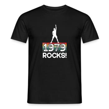 1979 rocks! Born in 1979 Birthday '79 - Men's T-Shirt - black - Front - AI Model Male 178 light (178cm)