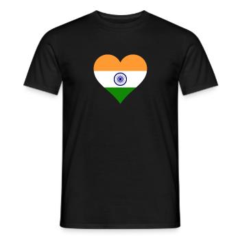 Inde indien drapeau drapeau coeur - T-shirt homme - noir - Devant - AI Model Male 178 light (178cm)