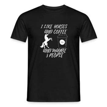 J'aime les chevaux et le café et peut-être 3 personnes. - T-shirt homme - noir - Devant - AI Model Male 178 light (178cm)