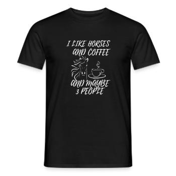 J'aime les chevaux et le café et peut-être 3 personnes. - T-shirt homme - noir - Devant - AI Model Male 178 light (178cm)