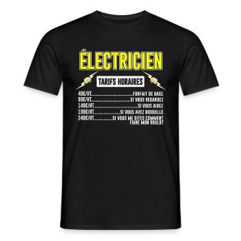 Électricien Tarifs Horaires - T-shirt homme - noir - Devant - AI Model Male 178 light (178cm)