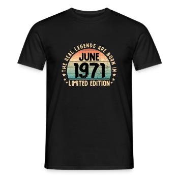 Né en 1971 Tee Vintage Legend Né en juin - T-shirt homme - noir - Devant - AI Model Male 178 light (178cm)