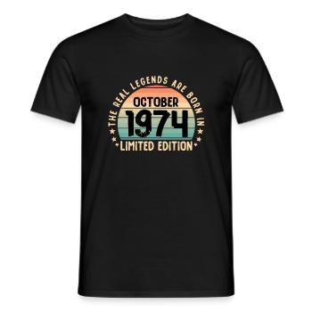 Geboren 1974 Tee Vintage Legend Born im Oktober - Männer T-Shirt - Schwarz - Vorne - AI Model Male 178 light (178cm)