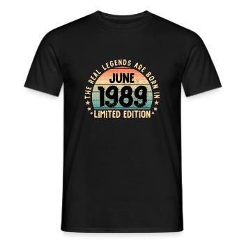 Geboren 1989 Tee Vintage Legende Geboren im Juni - Männer T-Shirt - Schwarz - Vorne - AI Model Male 178 light (178cm)