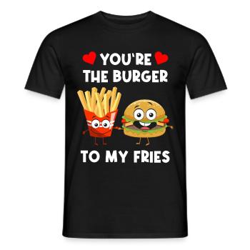 Burger Fries Love Heart Drôle Humour Fast Food - T-shirt homme - noir - Devant - AI Model Male 178 light (178cm)