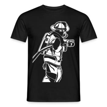 Firefighter Sketch - Men's T-Shirt - black - Front - AI Model Male 178 light (178cm)