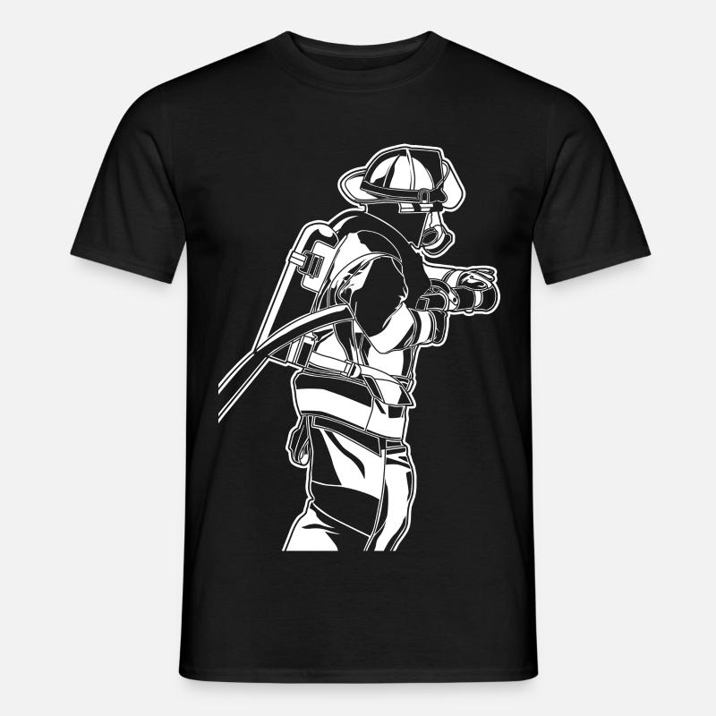 Feuerwehrmann Skizze - Männer T-Shirt - Schwarz