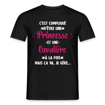 Compliqué princesse et d'être cavalière - T-shirt homme - noir - Devant - AI Model Male 178 light (178cm)