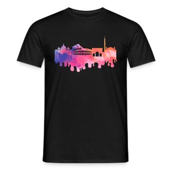 Rom Rome Italien Stadt Skyline Splash Bunt - Männer T-Shirt - Schwarz - Vorne - AI Model Male 178 light (178cm)