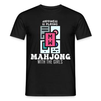 Le bonheur, c’est de jouer au mahjong avec les filles Chin - T-shirt homme - noir - Devant - AI Model Male 178 light (178cm)