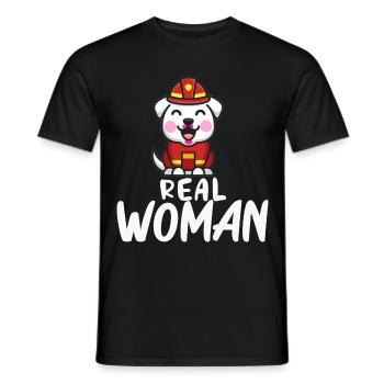 Vraie femme pompier pompier pompier volontaire - T-shirt homme - noir - Devant - AI Model Male 178 light (178cm)