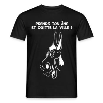 Prends ton âne et quitte la ville (blanc) - T-shirt homme - noir - Devant - AI Model Male 178 light (178cm)