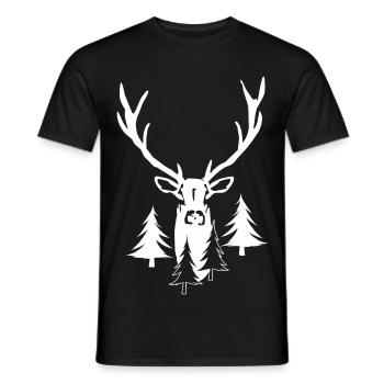 Hirsch Outdoor Wandern Abenteuer - Männer T-Shirt - Schwarz - Vorne - AI Model Male 178 light (178cm)