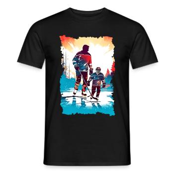 Vater und Sohn Eishockey Vatertags Geschenk - Männer T-Shirt - Schwarz - Vorne - AI Model Male 178 light (178cm)