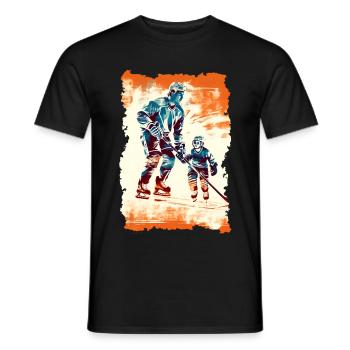 Vater und Sohn Eishockey Vatertags Geschenk - Männer T-Shirt - Schwarz - Vorne - AI Model Male 178 light (178cm)