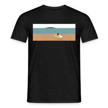 Paddle boarder on beach - Men's T-Shirt - black - Front - AI Model Male 178 light (178cm)