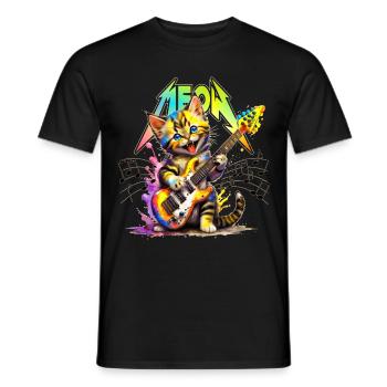 Meow-Kätzchen aus Metall – Regenbogen - Männer T-Shirt - Schwarz - Vorne - AI Model Male 178 light (178cm)