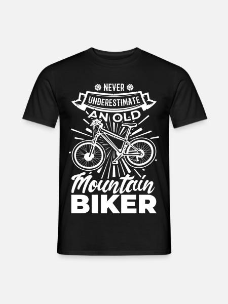 Never underestimate old mountain bikers - Men's T-Shirt - black