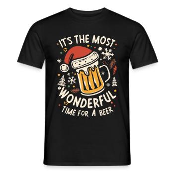 Nikolausmütze Weihnachtsmann- Bierliebhaber Spruch - Männer T-Shirt - Schwarz - Vorne - AI Model Male 178 light (178cm)