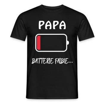 Papa Humour Batterie Faible Pour Père Fatigué - T-shirt homme - noir - Devant - AI Model Male 178 light (178cm)