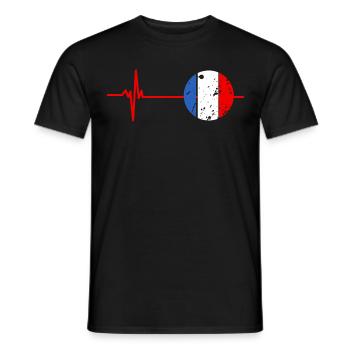 France Battement de Cœur Drapeau Français Fierté - T-shirt homme - noir - Devant - AI Model Male 178 light (178cm)