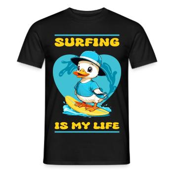 Canard surfeur mignon - T-shirt homme - noir - Devant - AI Model Male 178 light (178cm)