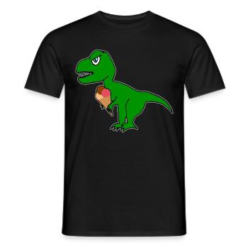 Dino with ice cream cone sweet Tyrannosaurus with ice cream - Men's T-Shirt - black - Front - AI Model Male 178 light (178cm)