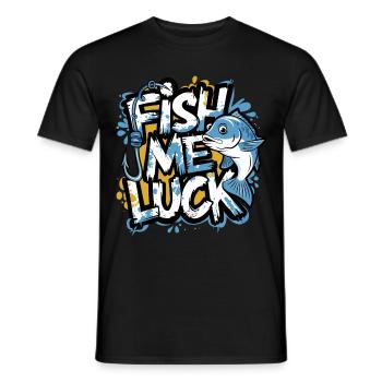 Fish Me Luck Funny Fishing Design for Anglers - Men's T-Shirt - black - Front - AI Model Male 178 light (178cm)