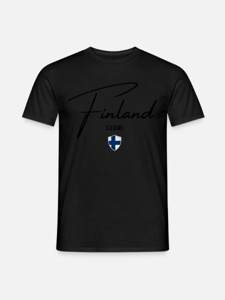 Drapeau de la Finlande, fierté finlandaise - T-shirt homme - noir