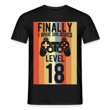 Niveau 18 débloqué - T-shirt homme - noir - Devant - AI Model Male 178 light (178cm)