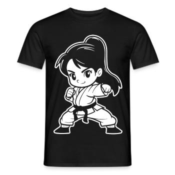 Kleines Karate Mädchen Comic - Männer T-Shirt - Schwarz - Vorne - AI Model Male 178 light (178cm)