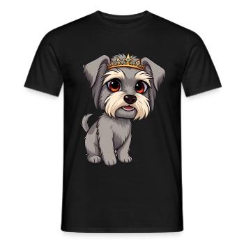 Tibetan Terrier - Gray Dog with Crown Cartoon - Men's T-Shirt - black - Front - AI Model Male 178 light (178cm)