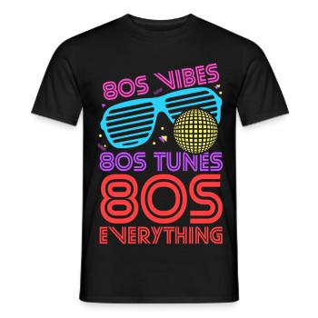 80s Vibes Tunes Everything - Men's T-Shirt - black - Front - AI Model Male 178 light (178cm)