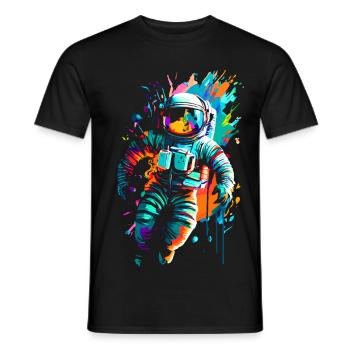 Astronaute de couleur dans l’espace spatial - T-shirt homme - noir - Devant - AI Model Male 178 light (178cm)