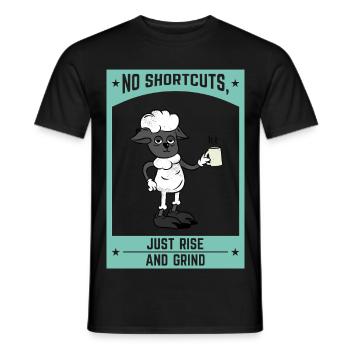 No Shortcuts Just Rise and Grind Motivation - Men's T-Shirt - black - Front - AI Model Male 178 light (178cm)