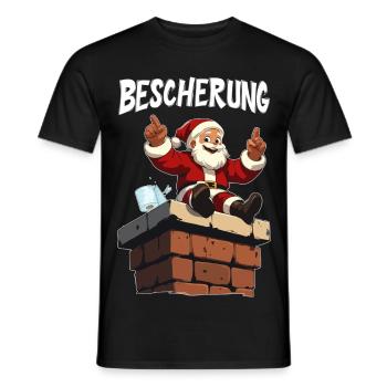 Bescherung Auf Dem Schornstein Weihnachtsmann - Männer T-Shirt - Schwarz - Vorne - AI Model Male 178 light (178cm)